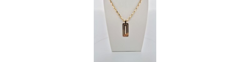 CATENA UNOAERRE PENDENTE TARGA RETTANGOLARE BRONZO GIALLO