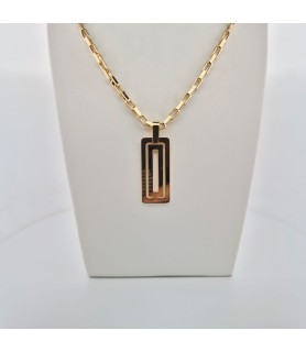 CATENA UNOAERRE PENDENTE TARGA RETTANGOLARE BRONZO GIALLO