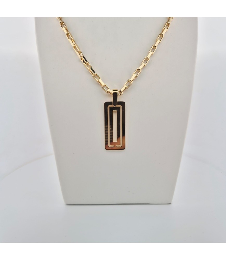 CATENA UNOAERRE PENDENTE TARGA RETTANGOLARE BRONZO GIALLO