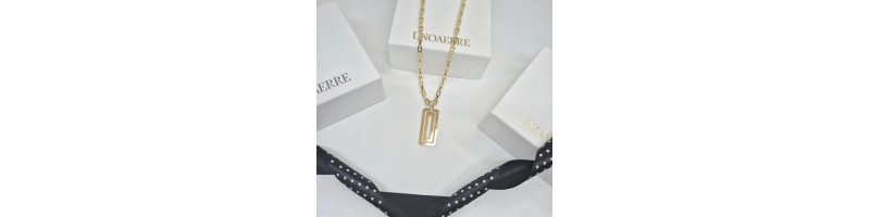 CATENA UNOAERRE PENDENTE TARGA RETTANGOLARE BRONZO GIALLO