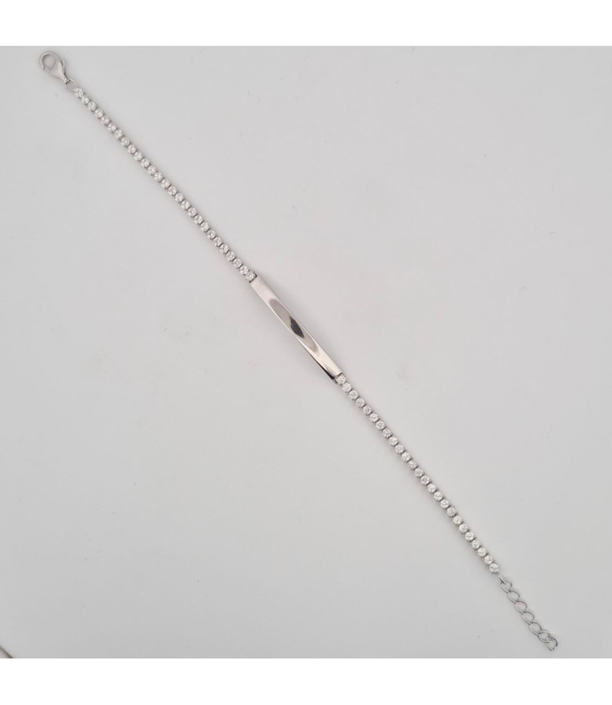 bracciale onais F26.0956  tennis zirconi e placchetta personalizzabile argento 925 bianco