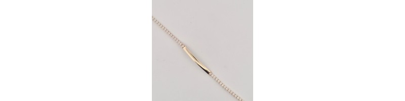 PROMO Onais bracciali tennis con zirconi bianchi e placchetta con personalizzazione omaggio argento 925 bianco e giallo