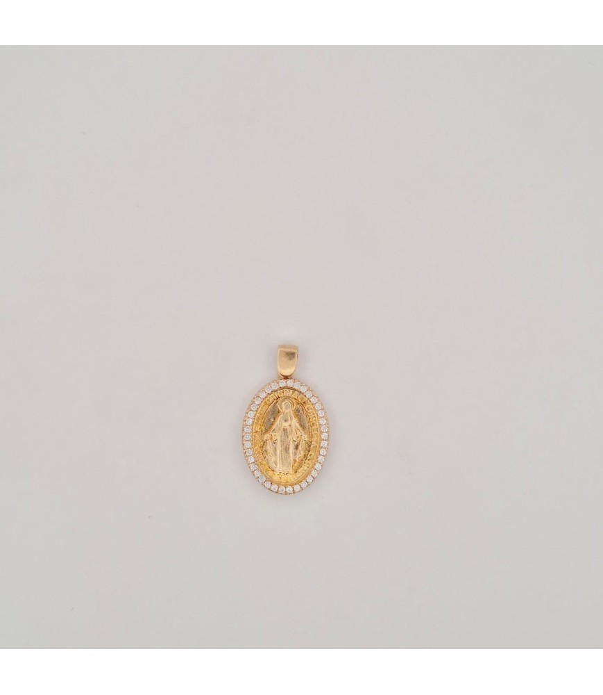 Pendente Onais madonnina miracolosa zirconata argento 925 giallo