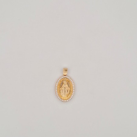 Pendente Onais madonnina miracolosa zirconata argento 925 giallo