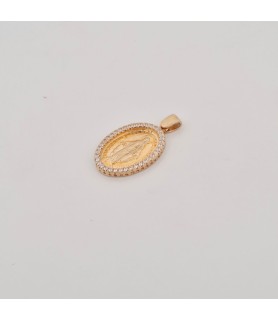 Pendente Onais madonnina miracolosa zirconata argento 925 giallo