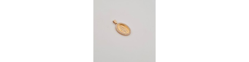 Pendente Onais madonnina miracolosa zirconata argento 925 giallo