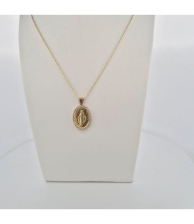 Catena Onais corda 50 cm e pendente madonnina miracolosa zirconata argento 925 giallo