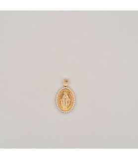 Catena Onais corda 50 cm e pendente madonnina miracolosa zirconata argento 925 giallo