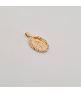 Catena Onais corda 50 cm e pendente madonnina miracolosa zirconata argento 925 giallo