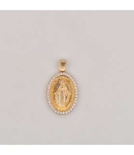 Catena Onais corda 50 cm e pendente madonnina miracolosa zirconata argento 925 giallo