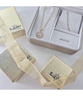 Completo Enricooro catena groumette pendente corona zirconio e bracciale groumette giallo 18kt