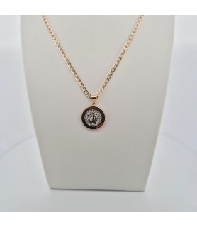 Completo Enricooro catena groumette pendente corona zirconio e bracciale groumette giallo 18kt
