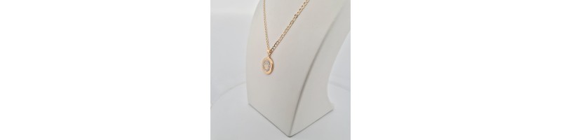 Completo Enricooro catena groumette pendente corona zirconio e bracciale groumette giallo 18kt