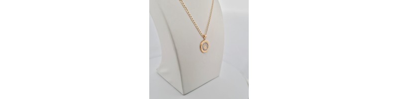 Completo Enricooro catena groumette pendente corona zirconio e bracciale groumette giallo 18kt
