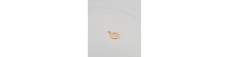 Completo Enricooro catena groumette pendente corona zirconio e bracciale groumette giallo 18kt