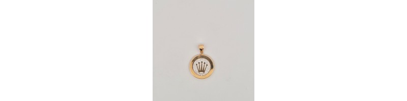Completo Enricooro catena groumette pendente corona zirconio e bracciale groumette giallo 18kt