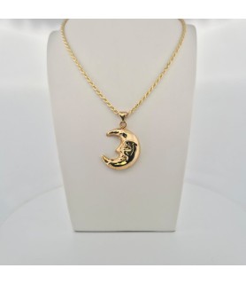 Catena Onais 60 cm e pendente luna elettroformata argento giallo