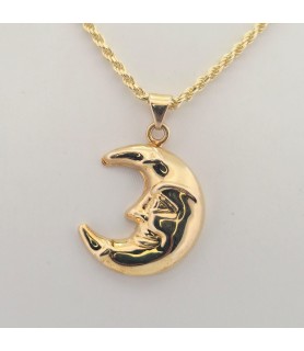 Catena Onais 60 cm e pendente luna elettroformata argento giallo