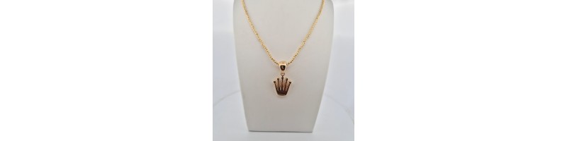 Catena Onais milleluci 40/46 cm pendente corona elettroformato argento 925 giallo