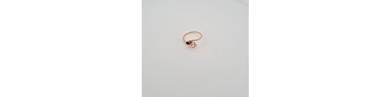 copia di Anello Enricooro K0736 a corda zircone a cuore e pietra blu  giallo donna