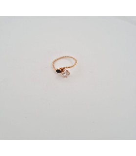 copia di Anello Enricooro K0736 a corda zircone a cuore e pietra blu  giallo donna