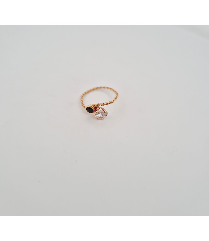copia di Anello Enricooro K0736 a corda zircone a cuore e pietra blu  giallo donna