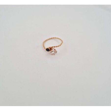 copia di Anello Enricooro K0736 a corda zircone a cuore e pietra blu  giallo donna