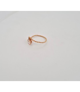 copia di Anello Enricooro K0736 a corda zircone a cuore e pietra blu  giallo donna