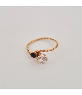 copia di Anello Enricooro K0736 a corda zircone a cuore e pietra blu  giallo donna