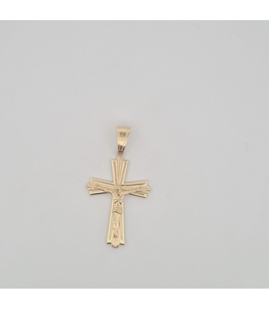 Pendente Onais F26.3321 croce classica rigata e Gesu' argento giallo