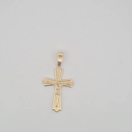 Pendente Onais F26.3321 croce classica rigata e Gesu' argento giallo