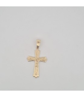 Catena Onais marinara e pendente croce classica rigata con Gesu' argento giallo