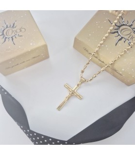 Catena Onais marinara e croce classica con Gesu' argento giallo
