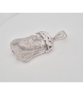 Pendente F25.3180  Onais volto di gesu' zirconio argento bianco