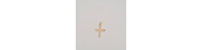 Pendente Onais F24.5518 croce zirconata e punto luce centrale argento giallo