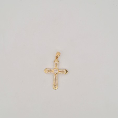 Pendente Onais F24.5518 croce zirconata e punto luce centrale argento giallo