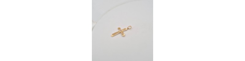 Pendente Onais F24.5518 croce zirconata e punto luce centrale argento giallo