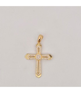 Pendente Onais F24.5518 croce zirconata e punto luce centrale argento giallo