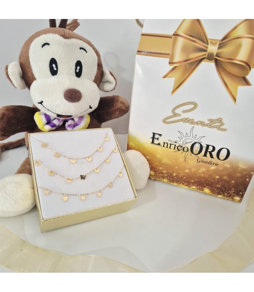 Catena Enricooro simboli pendenti con peluche e box omaggio giallo