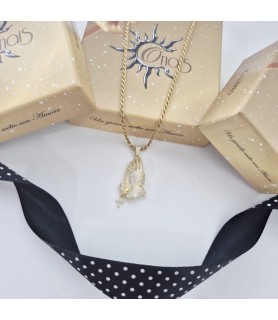 Catena Onais corda e pendente mani padre Pio zirconata argento giallo
