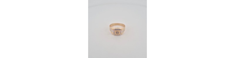 Anello  Enricooro X25.1885   solitario fascia  bicolore con zircone giallo