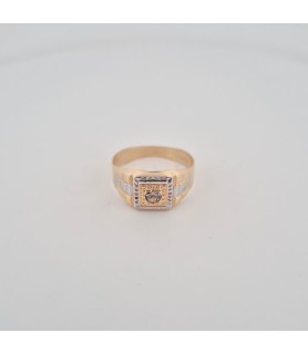 Anello  Enricooro X25.1885   solitario fascia  bicolore con zircone giallo