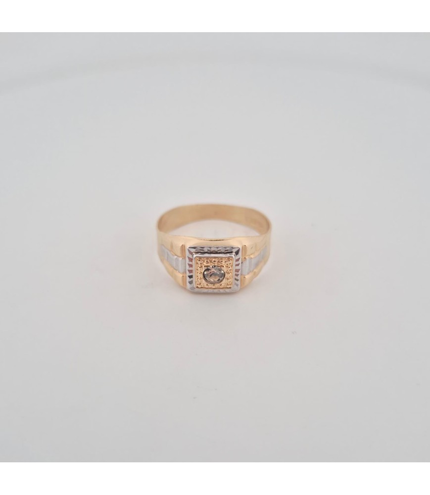 Anello  Enricooro X25.1885   solitario fascia  bicolore con zircone giallo