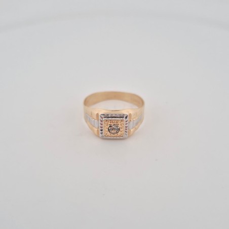 Anello  Enricooro X25.1885   solitario fascia  bicolore con zircone giallo