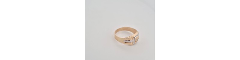 Anello  Enricooro X25.1885   solitario fascia  bicolore con zircone giallo