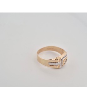 Anello  Enricooro X25.1885   solitario fascia  bicolore con zircone giallo