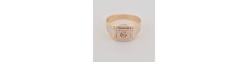 Anello  Enricooro X25.1885   solitario fascia  bicolore con zircone giallo