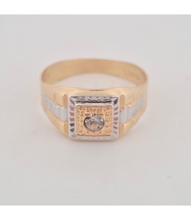 Anello  Enricooro X25.1885   solitario fascia  bicolore con zircone giallo