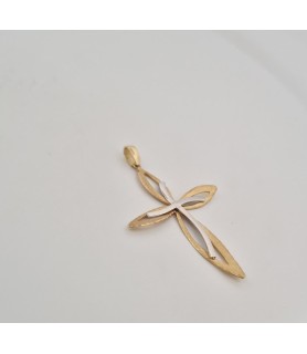 Catena Enricooro modello corda bicolore con croce bianco e giallo oro