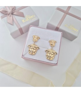 Orecchini Enricooro X25.0261 medusa lobo e pendente oro giallo